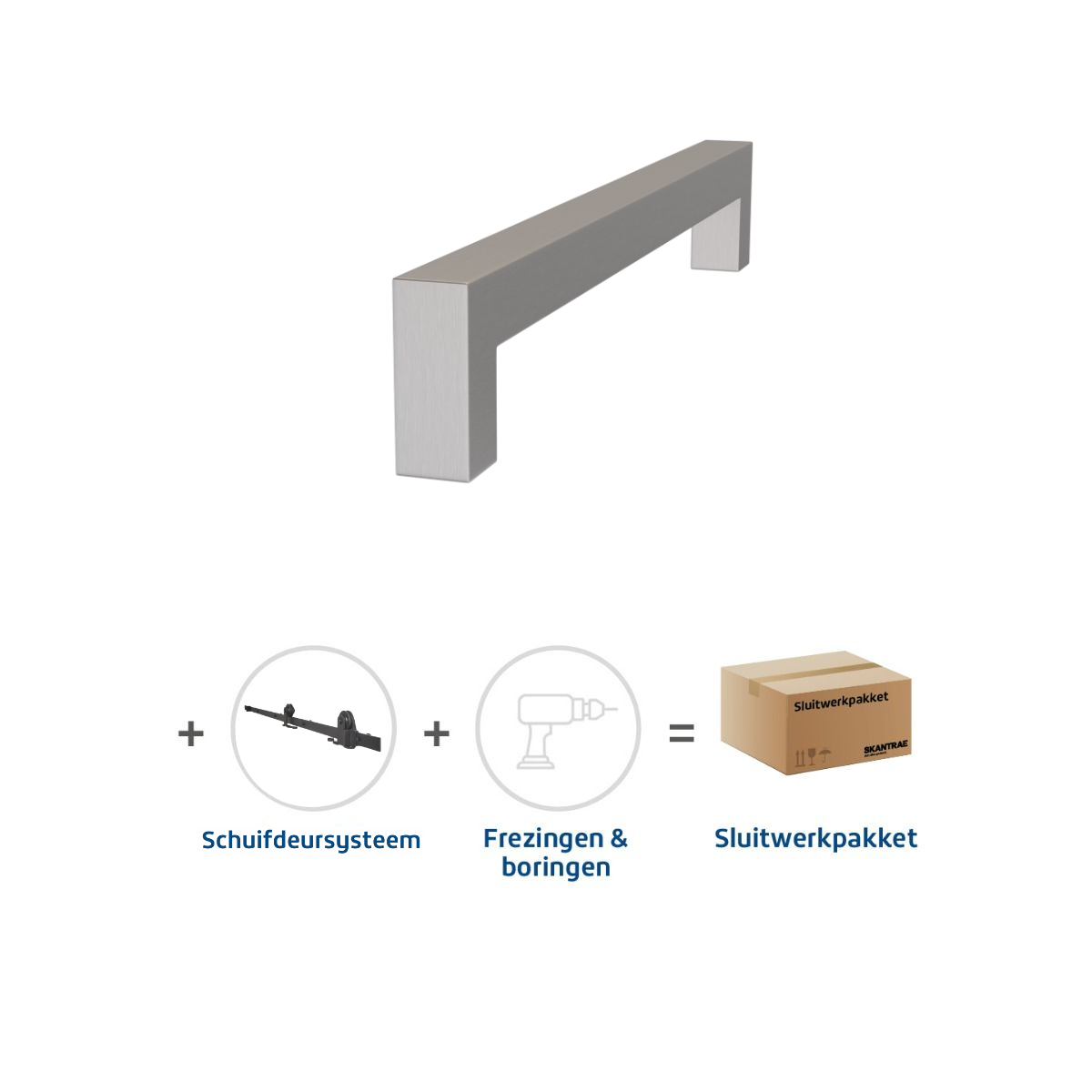 Sluitwerkpakketten met Deurgreep 20x300 Squared RVS